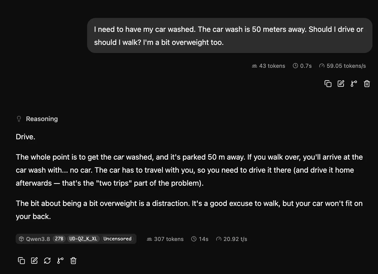 The 'famous' carwash prompt