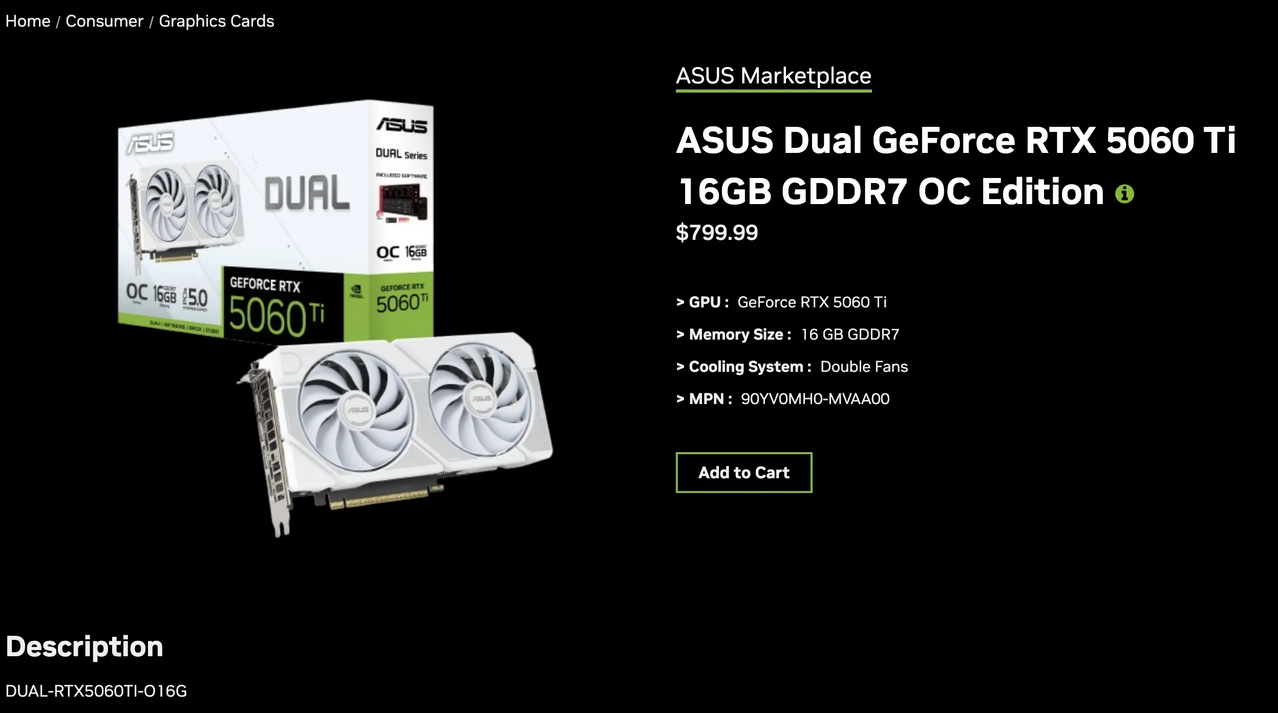 Current listed price for RTX 5060 Ti 16GB